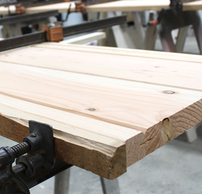 Custom wood piece during fabrication